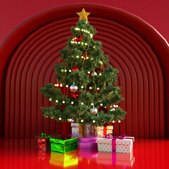 christmas tree and gifts