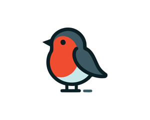 Robin Bird Logo Design Icon Vector Illustration.