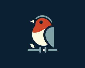 Robin Bird Logo Design Icon Vector Illustration.