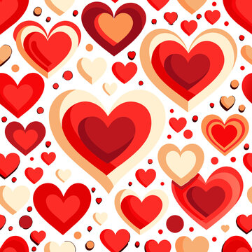 Seamless pattern of hearts for Valentine's Day with romantic design in red and pink tones