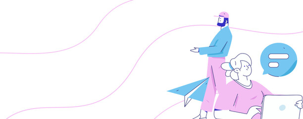 Communicate with consultants flat vector character concept operation hand drawn illustration
