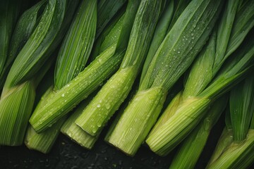 Obraz premium Fresh spring vegetables at farmers market, natural overhead light, produce texture details, with copy space