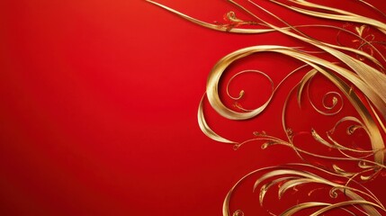 Soft golden lines on red background