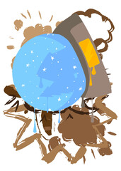 Snow Globe graffiti. Abstract modern street art decoration performed in urban painting style.