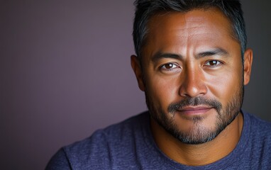 Fototapeta premium man with casual t-shirt is smiling at the camera, solid color background