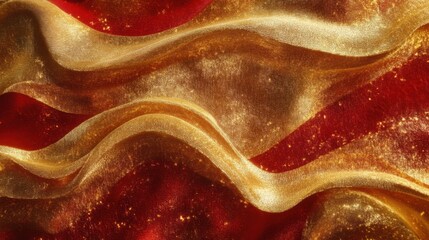 Obraz premium Soft golden lines on red background