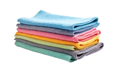 stack of colorful towels isolated on white background