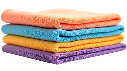 stack of colorful towels isolated on white background