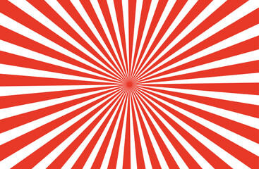 Red and white radial lines background texture.