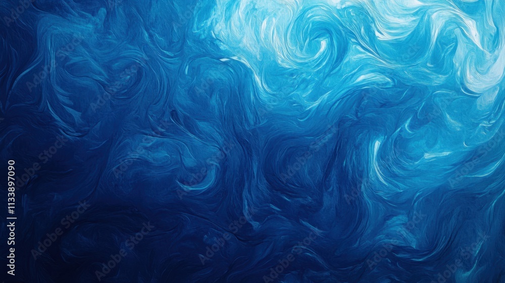Poster abstract blue swirling patterns with fluid texture and depth