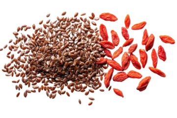 Hand Holding Organic Goji Berries with isolated on transparent background