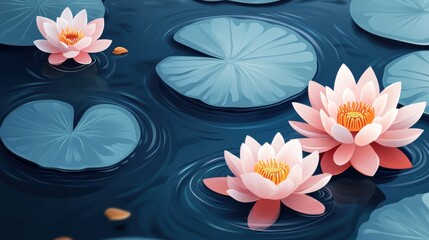 Captivating water lilies blooming in a serene pond nature scene tranquil environment close-up