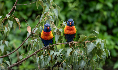 Pair of Rainbow Lorikeet