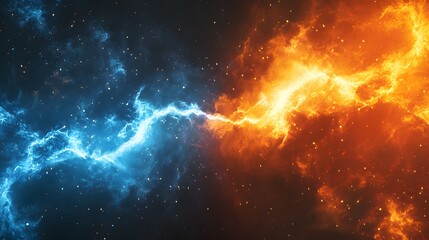 Fototapeta premium Abstract fiery and icy cosmic clash energy