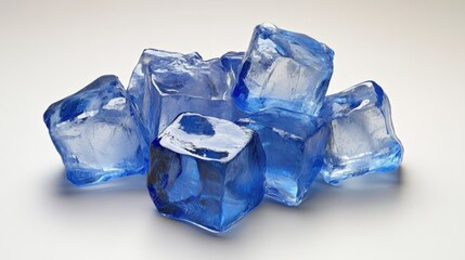 Obraz premium blue ice cubes on a white background