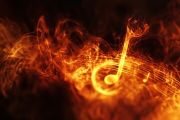 Musical notes formed by smoke trails in air, studio strobe lighting, intricate smoke detail, with copy space
