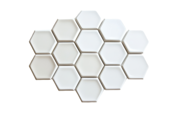 Colorful Hexagon Tiles in a Geometric Pattern with isolated on transparent background