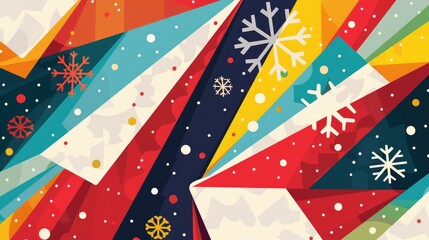 Obraz premium a geometric holiday christmas background with snowflakes, 