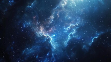 a large blue nebula with a star in the middle