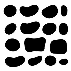 Set of black brush strokes. Hand drawn ink spots isolated on white background.