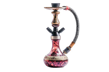 Elegant Glass Hookah with Colorful Hose and Bowl with isolated on transparent background