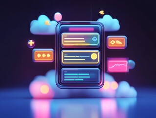 3D vector illustration of a communication support app