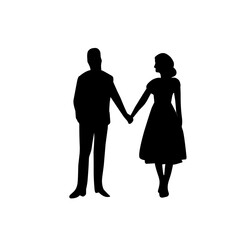 Silhouettes of bride and groom
