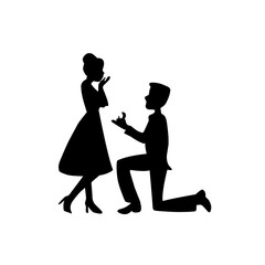 Silhouettes of bride and groom