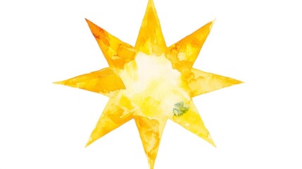 Obraz premium Watercolor Painting of a Yellow Eight Pointed Star