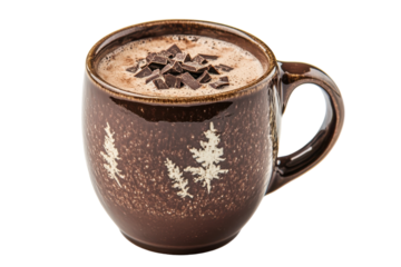 Vintage-Inspired Hot Chocolate Mug with Festive Designs with isolated on transparent background