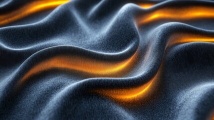 Abstract Wavy Fabric with Glowing Lines