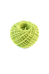 A roll of green jute twine placed on a white background, ideal for crafting, packaging, and DIY projects. Perfect for online stores or product catalogs showcasing eco-friendly materials