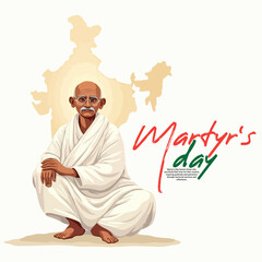 Happy Mahatma Gandhi punyatithi, martyr's day social media post banner template