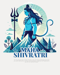 Happy Maha Shivratri Lord Shiva with Har Har Mahadeva Social Media Post template banner