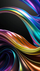 “Abstract Waves of Color on Plain Background” – Flowing, abstract waves of vibrant colors in gradient shades, displayed against a solid black background for a bold and artistic effect.
