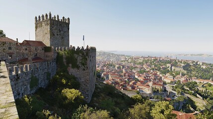 Castelo São Jorge and Cityscape Against a Clear Sky