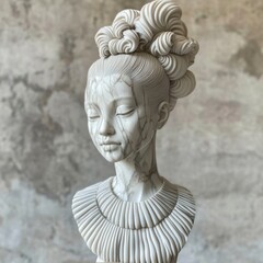 elegant marble sculpture of a woman with intricate hairstyle