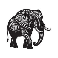 elephant outline vector art black color.