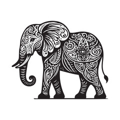 elephant outline vector art black color.