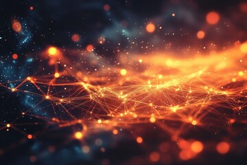 abstract digital background with glowing lines and particles