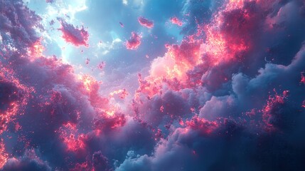 Fototapeta premium Fiery Cloudscape: A Surreal Digital Painting