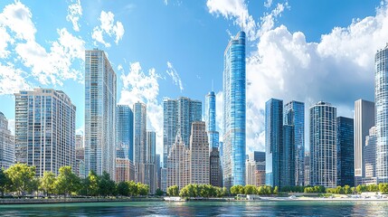 Obraz premium Chicago Skyline, United States (16K Resolution Ultra Photorealistic)