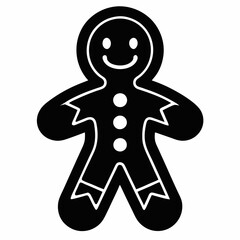 Stained Glass Christmas gingerbread man round sign Ornament Black silhouette