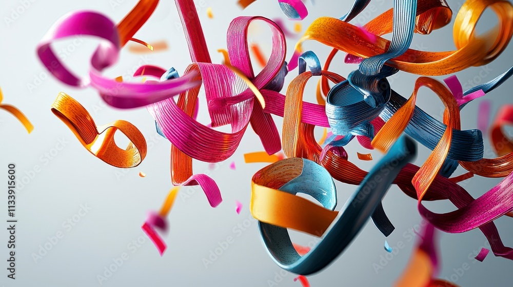 Poster vibrant ribbons twirling in abstract display a colorful surreal concept in a creative digital art st