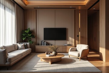 Modern Cozy Living Room with Elegant Furniture and Natural Light