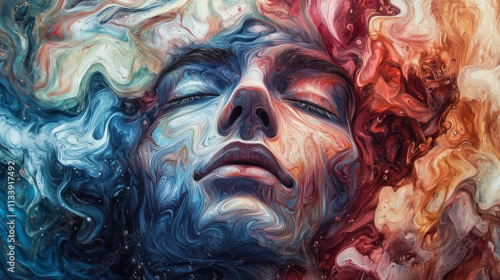 Poster exploring colorful emotions ink drops dispersing in water - a close-up of surreal abstract digital a