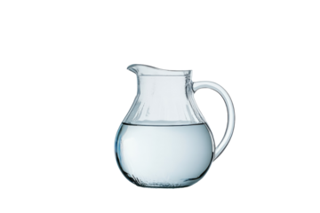 Clear Glass Jug of Water Filled to the Top, Perfect for Hydration and Serving at Meals with isolated on transparent background