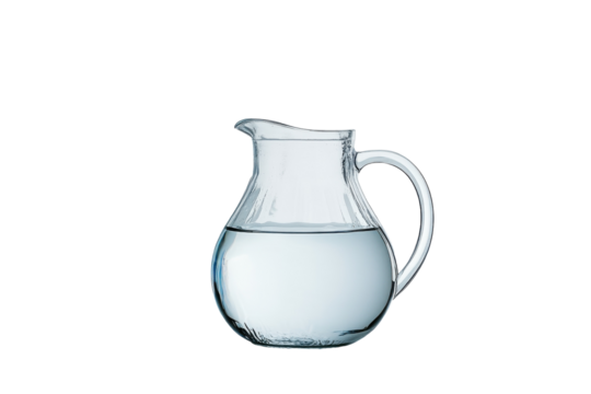 Clear Glass Jug of Water Filled to the Top, Perfect for Hydration and Serving at Meals with isolated on transparent background