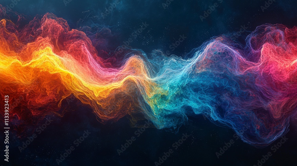 Poster breath as colorful waves digital art abstract environment surreal concept vivid viewpoint ethereal d