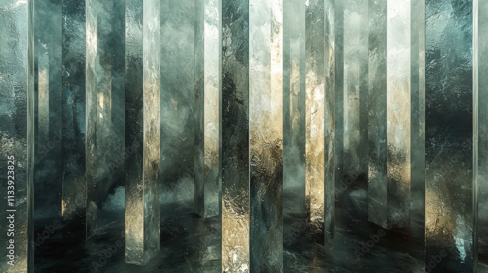 Aufkleber abstract forest of vertical beams swaying in a dreamlike environment ethereal landscape artistic vis